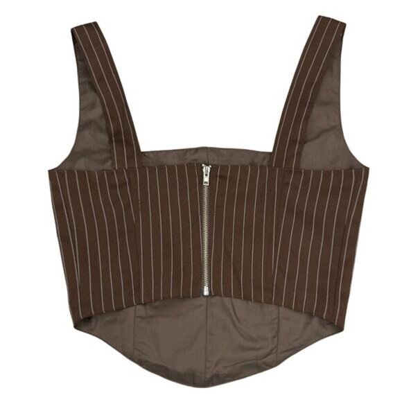 PEPPERMAYO Talula Pinstripe Bustier Sz 2 Chocolate White - Picture 6 of 7